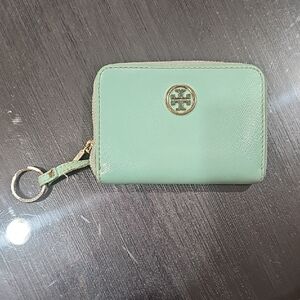 Tory Burch Mint Green Wallet with Gold Details